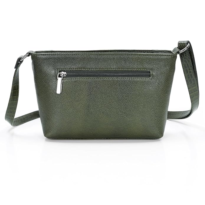 Leather Sling Bag for Women - Zip Top