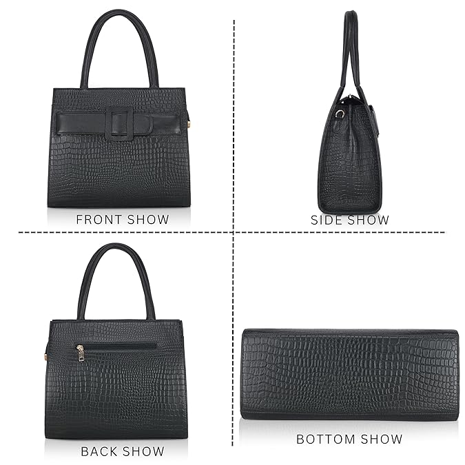 Croco Leather Handbag - Buckle Harmass