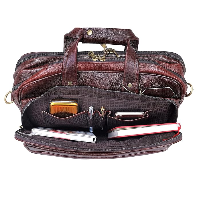 Leather Laptop Briefcase - Time Traveller