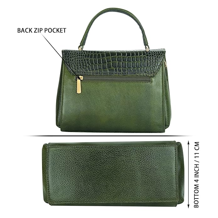 Compact Leather Handbag Bag - Push Lock