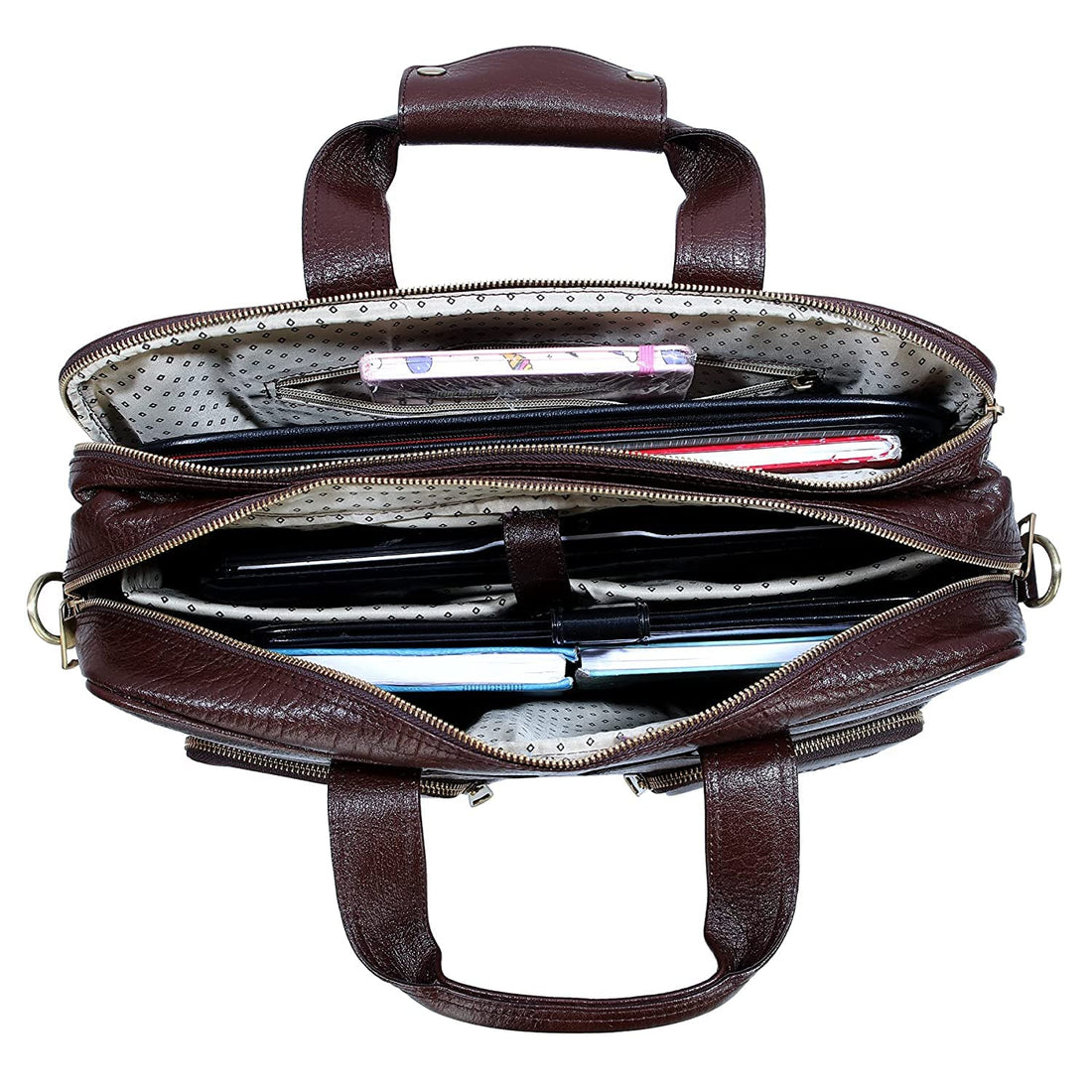 HAYAT Leather Accessories 24 litres Full Grain Natural Leather Briefcase Messenger & Shoulder Bags