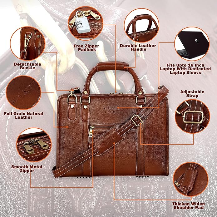 Leather Laptop Bag - Slim Basket
