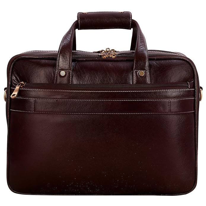 Leather Office Bag - White Trace