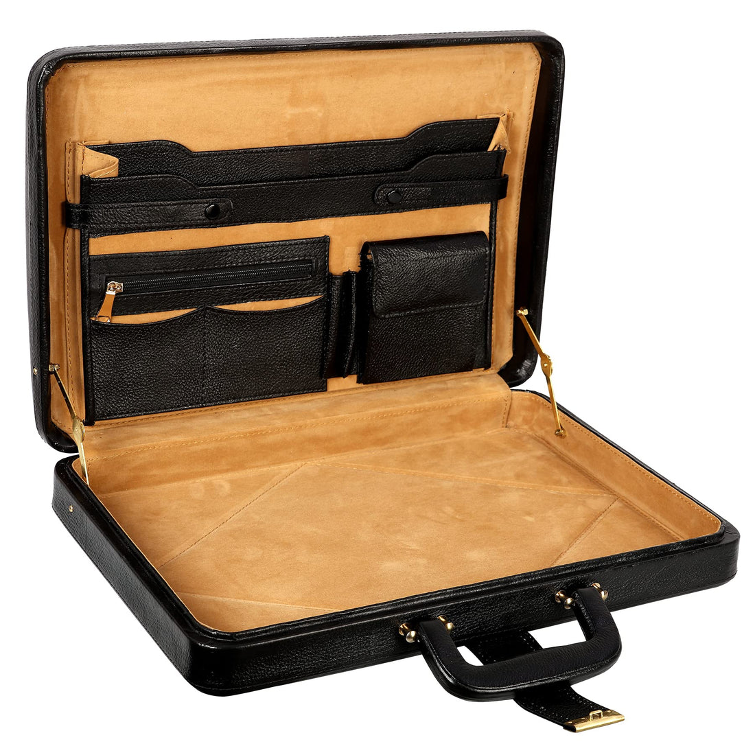 HAYAT Leather Accessories Natural Leather Briefcase for Men 24 litres Capacity Dimension-L-17 X H-12 X W-2.5 Inch Weight-1.4 KG
