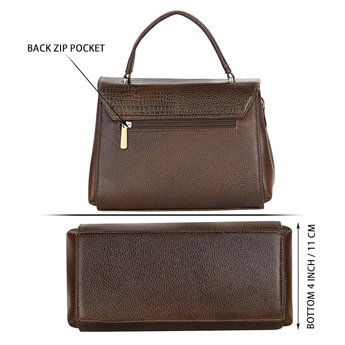 Compact Leather Handbag Bag - Push Lock