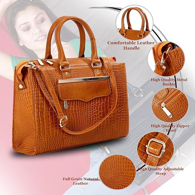 Croco Leather Handbag - PRADA