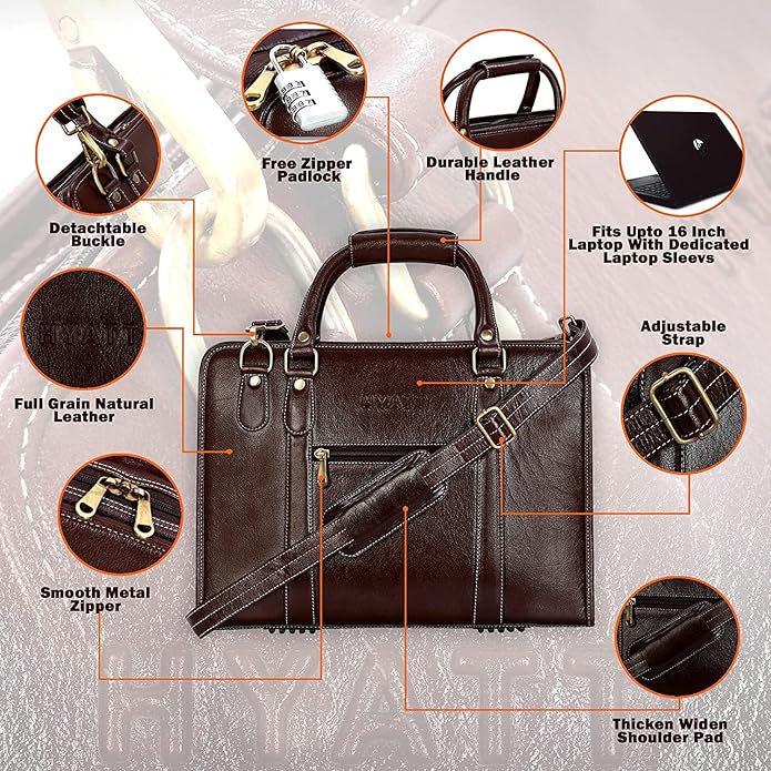Leather Laptop Bag - Slim Basket