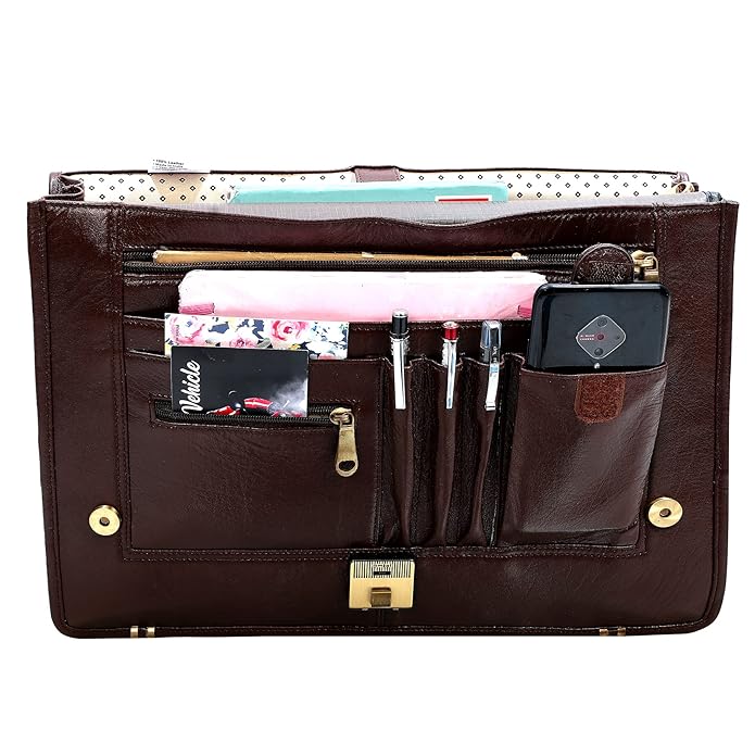 Leather Laptop Briefcase - Full Flap