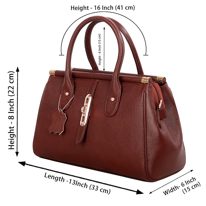 Leather Satchel Handbag - The Elegant