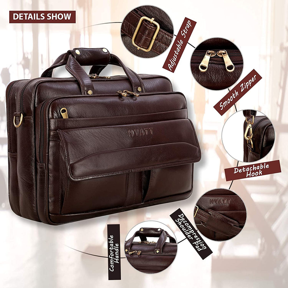 16 Inch Men's Leather Briefcase Bags