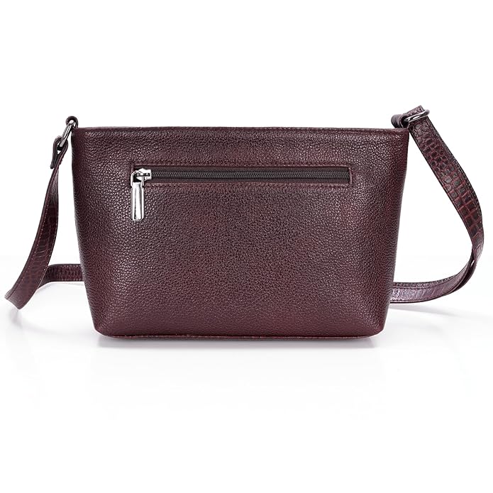 Leather Sling Bag for Women - Zip Top