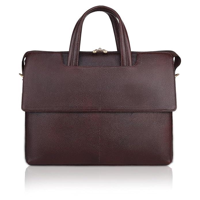Leather Laptop Bag - Double Flap