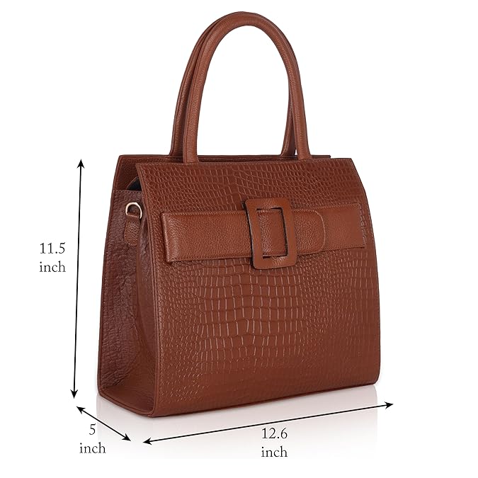 Croco Leather Handbag - Buckle Harmass
