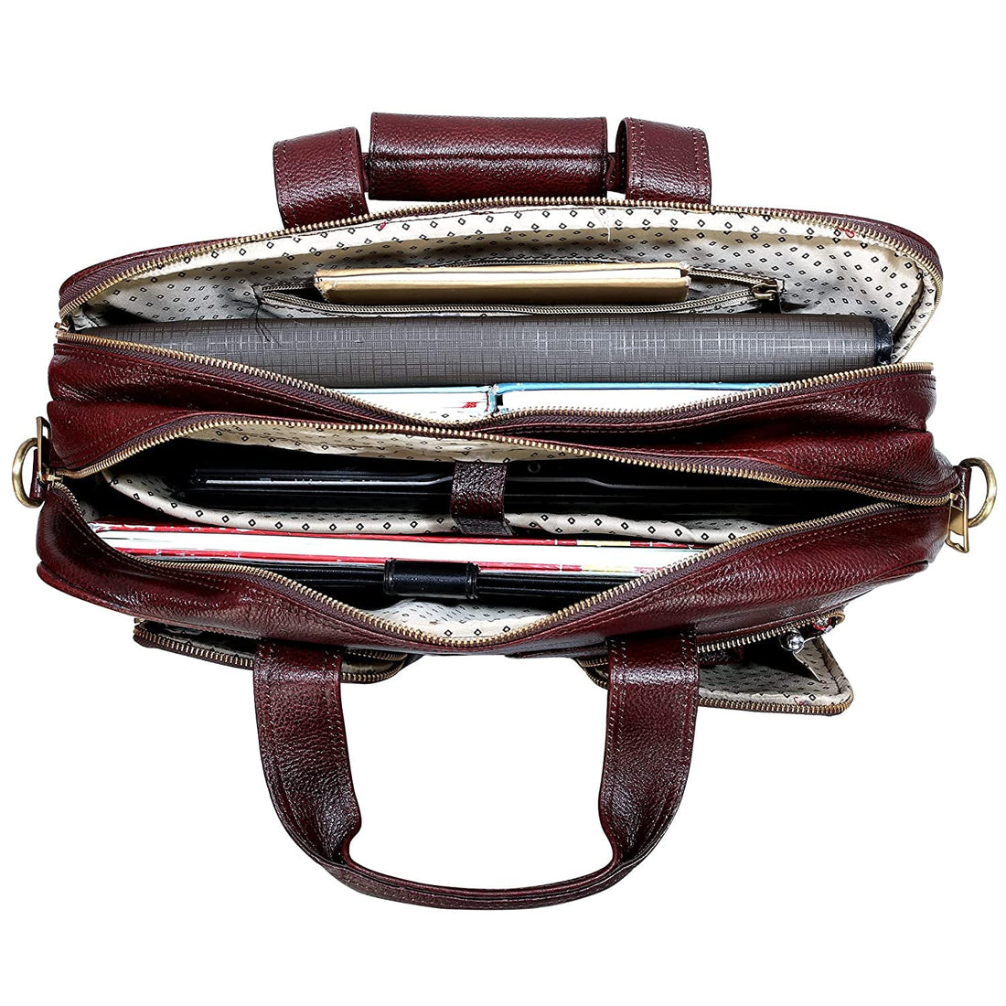 HAYAT Leather Accessories 24 litres Full Grain Natural Leather Briefcase Messenger & Shoulder Bags