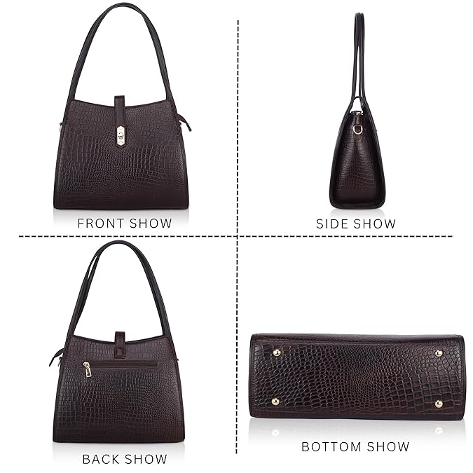 Croco Leather Handbag - TURN LOCK