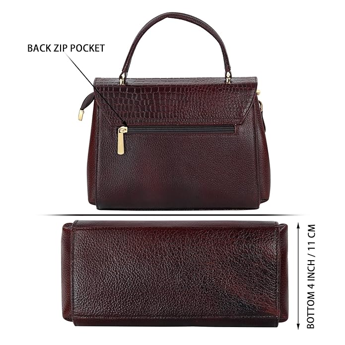 Compact Leather Handbag Bag - Push Lock