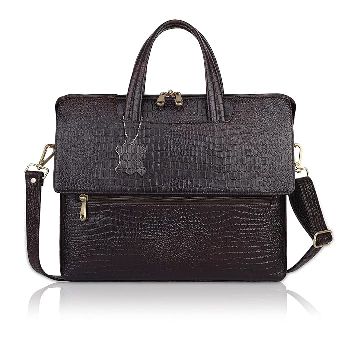 Leather Laptop Bag - Double Flap