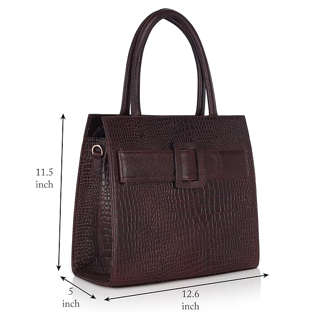 Croco Leather Handbag - Buckle Harmass