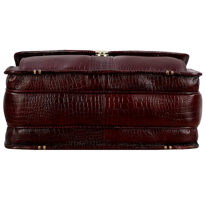 Leather Laptop Briefcase - Vertical Lock