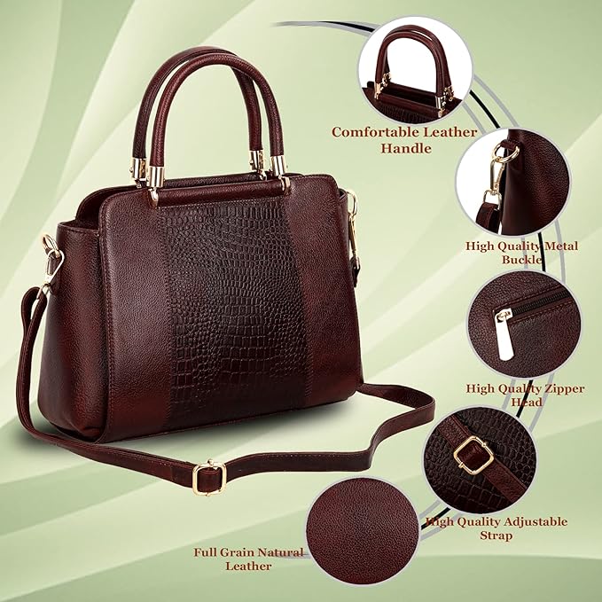 Leather Satchel Handbag - Zik Zak