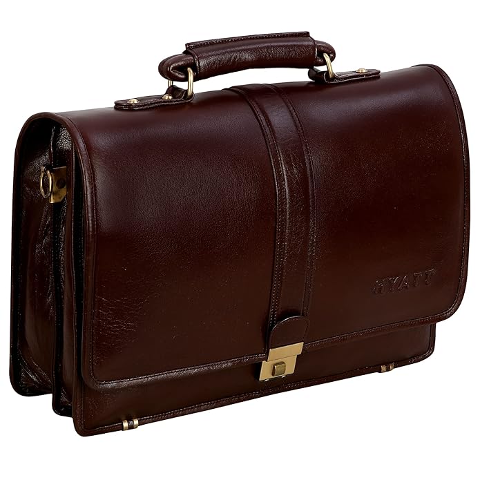 Leather Laptop Briefcase - Full Flap