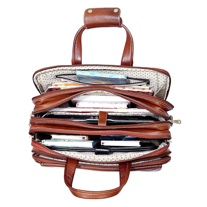 Leather Office Bag - White Trace