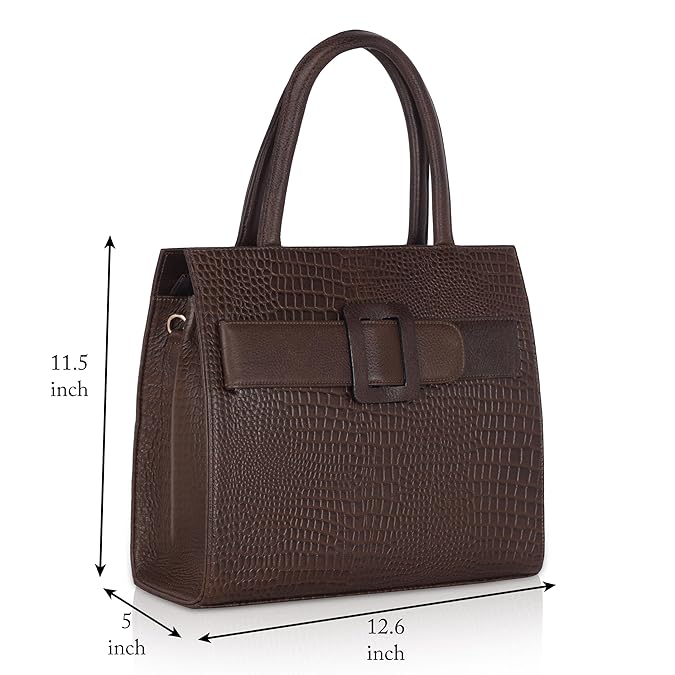 Croco Leather Handbag - Buckle Harmass