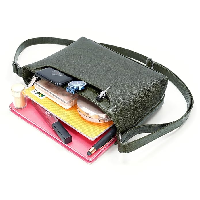 Leather Sling Bag for Women - Zip Top