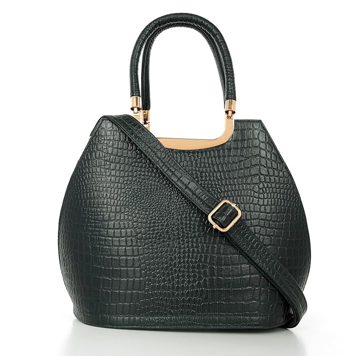 Croco Leather Handbag - BUCKET