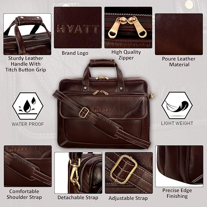 Leather Office Bag - White Trace