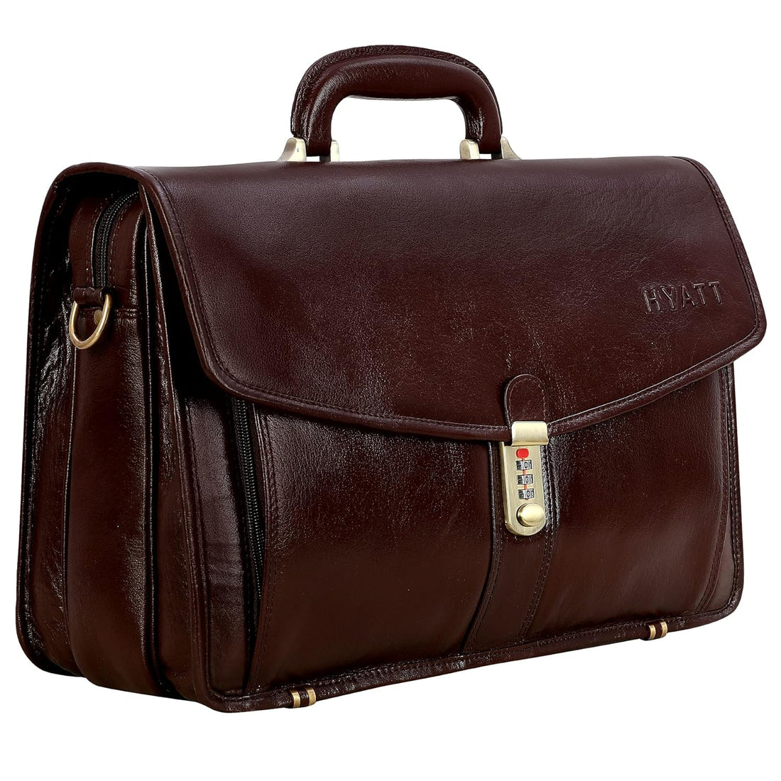 Leather Laptop Briefcase - Vertical Lock
