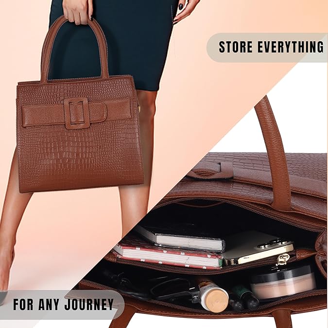 Croco Leather Handbag - Buckle Harmass