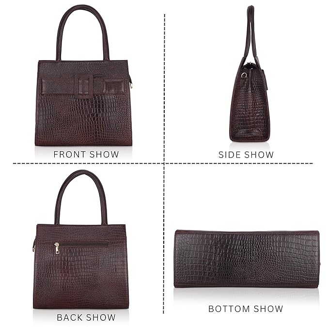 Croco Leather Handbag - Buckle Harmass