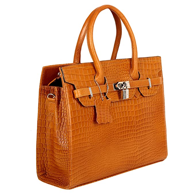 HAYAT Leather Accessories Full-Grain Natural Cro Leather Top-Handle satchel Tote Handbags & Shoulder Sling Bags For Women Office Branded Stylish Latest Size- L-12 X H-10.5 x W- 4.5 Inch-P