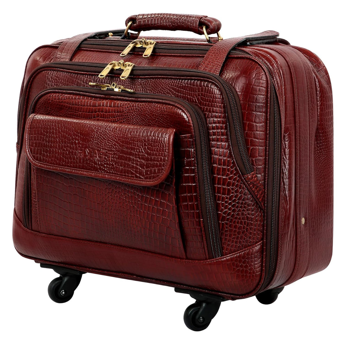 Leather Laptop Roller Trolley - The Overnighter