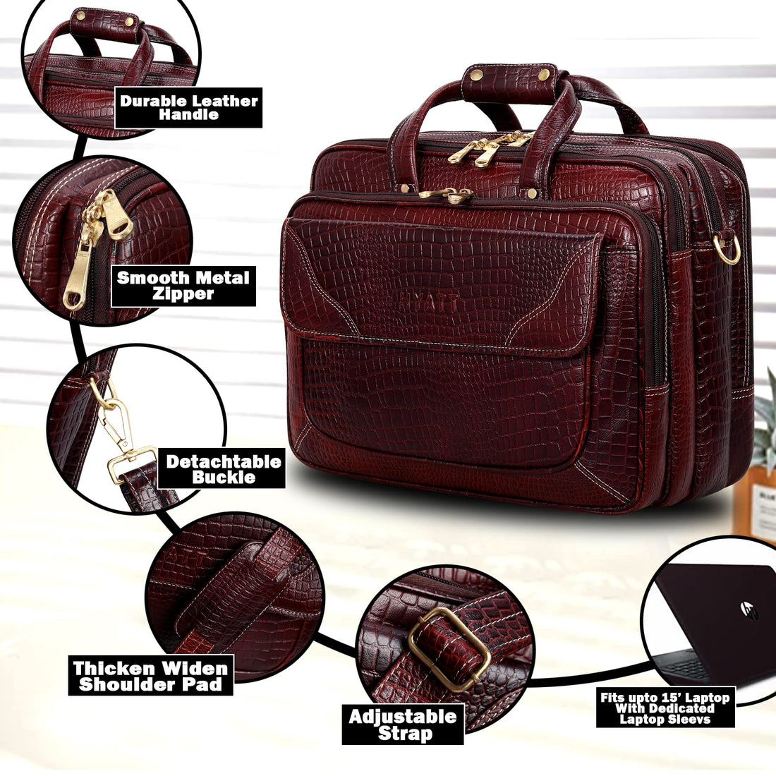 HAYAT Leather Accessories 16 Inch Men's Leather Briefcase Laptop Office Bag
