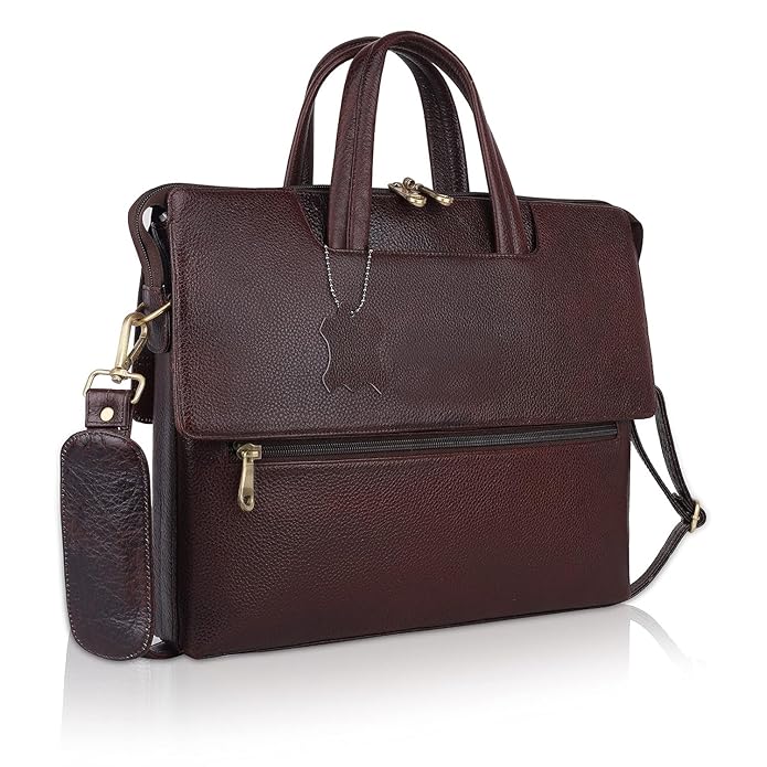 Leather Laptop Bag - Double Flap