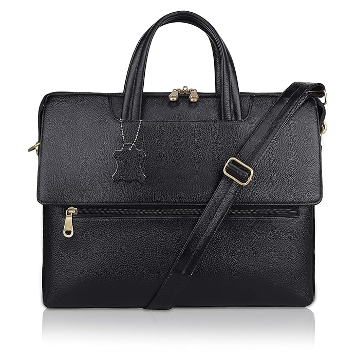 Leather Laptop Bag - Double Flap