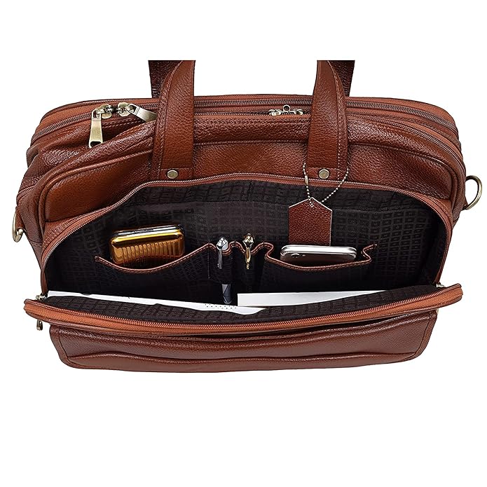 Leather Laptop Briefcase - Time Traveller