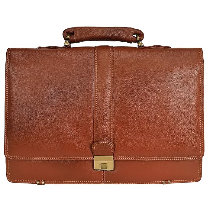 Leather Laptop Briefcase - Full Flap