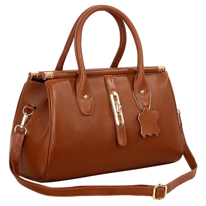 Leather Satchel Handbag - The Elegant