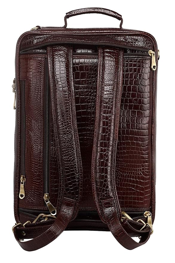 Leather Laptop Backpack Cum Office Bag - Convertible
