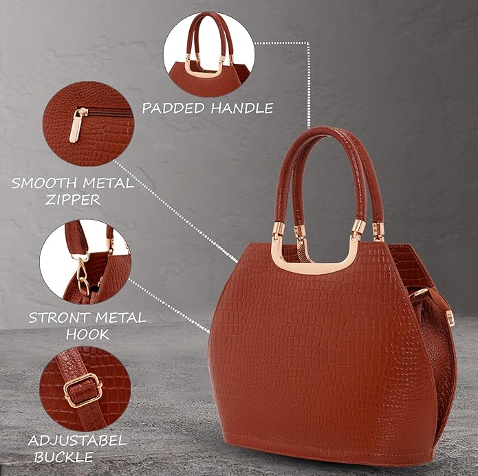 Croco Leather Handbag - BUCKET