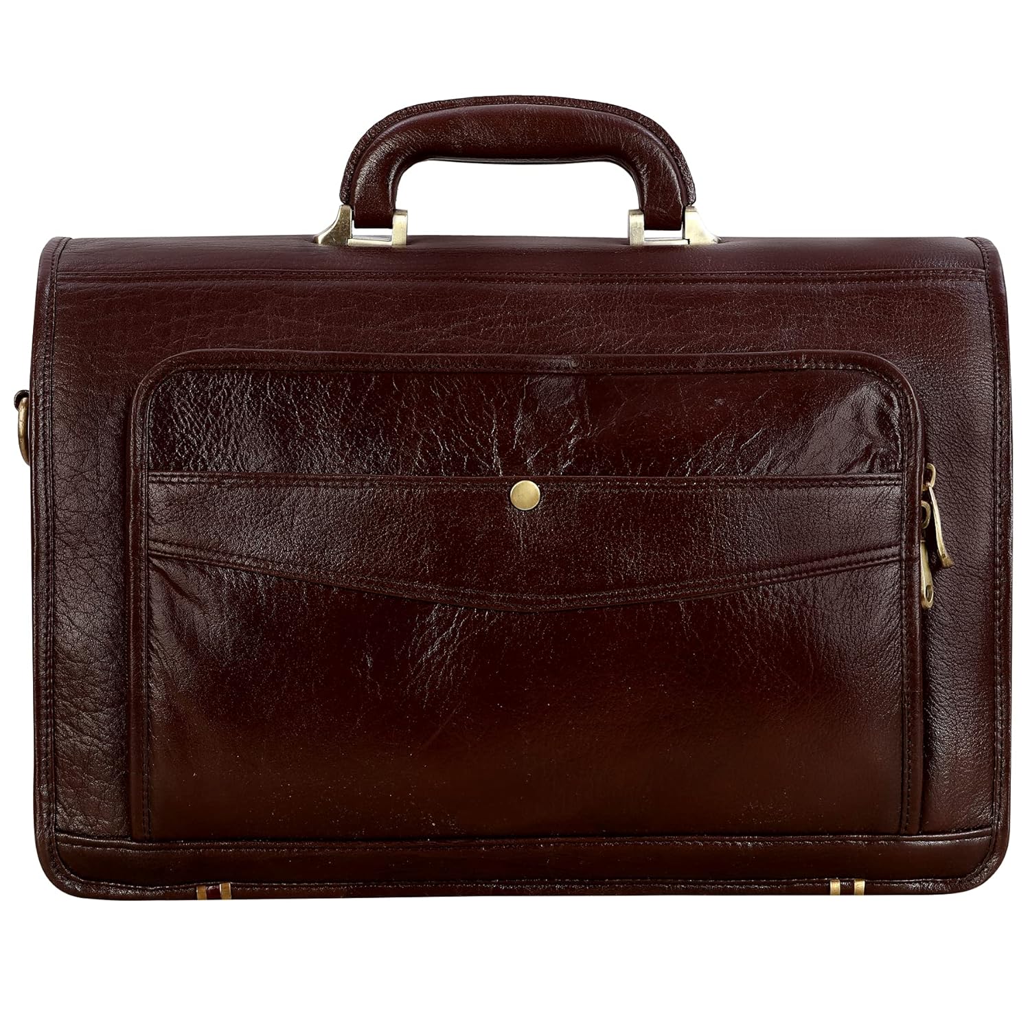 Leather Laptop Briefcase - Vertical Lock