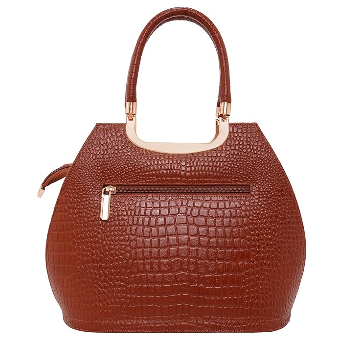 Croco Leather Handbag - BUCKET