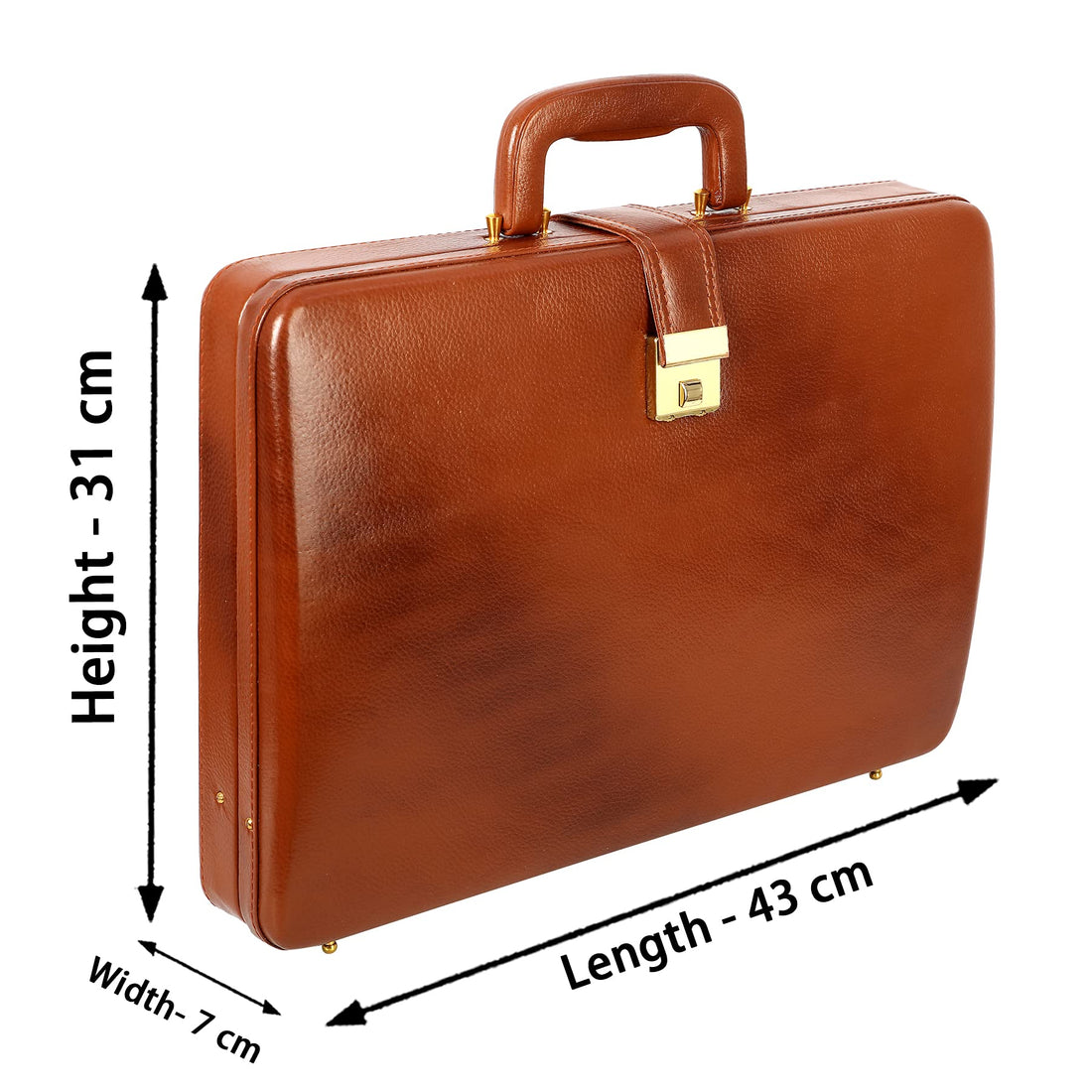 HAYAT Leather Accessories Natural Leather Briefcase for Men 24 litres Capacity Dimension-L-17 X H-12 X W-2.5 Inch Weight-1.4 KG