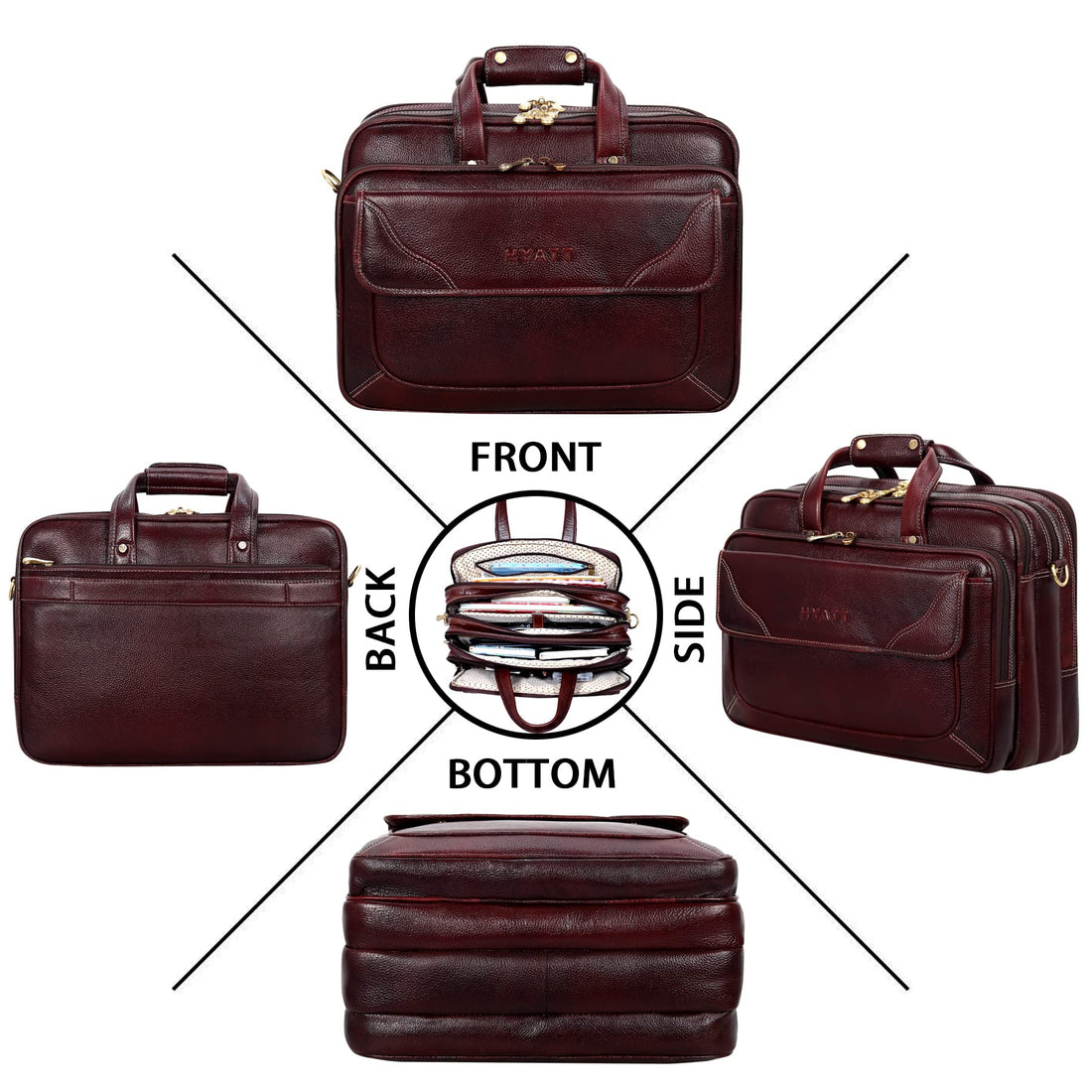 HAYAT Leather Accessories 16 Inch Men's Leather Briefcase Laptop Office Bag
