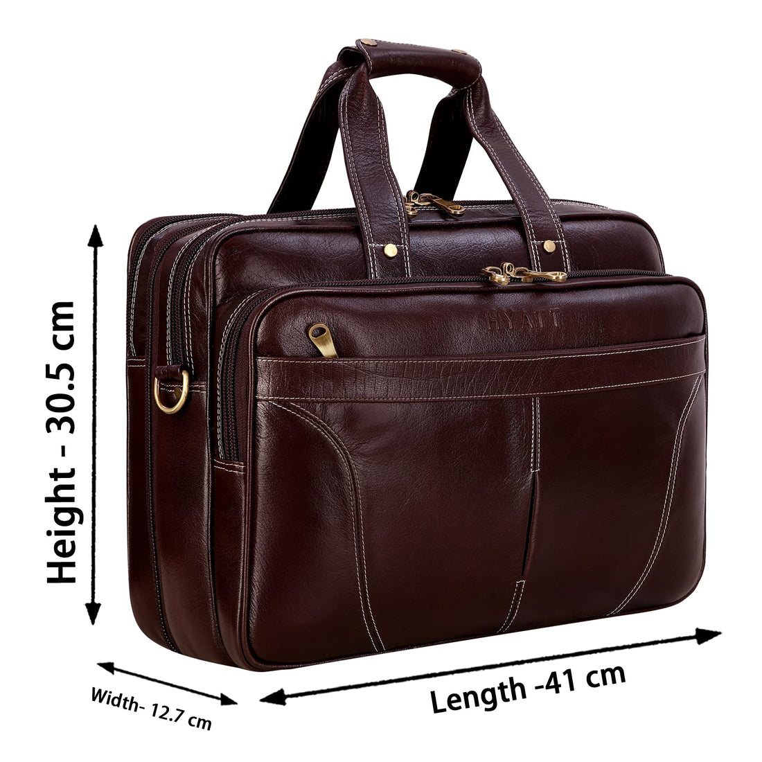 HAYAT 16 Inch Expandable Natural Leather Laptop Briefcase