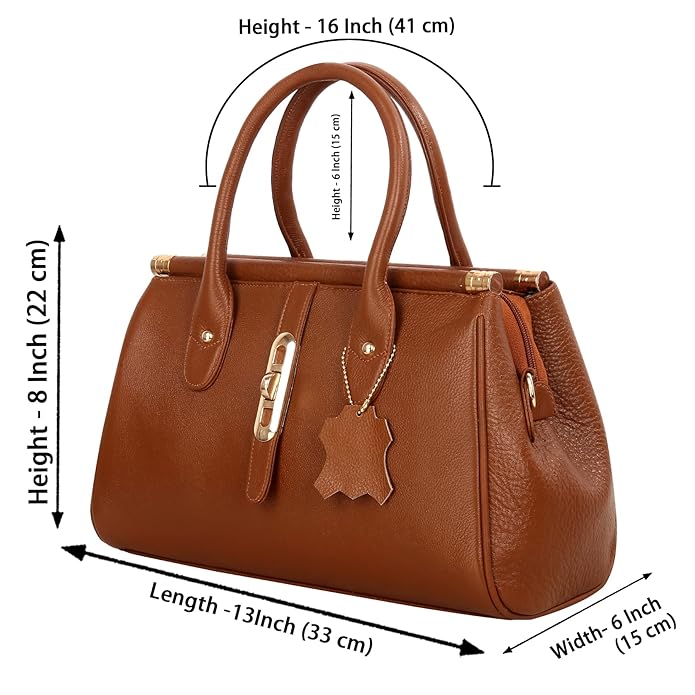Leather Satchel Handbag - The Elegant
