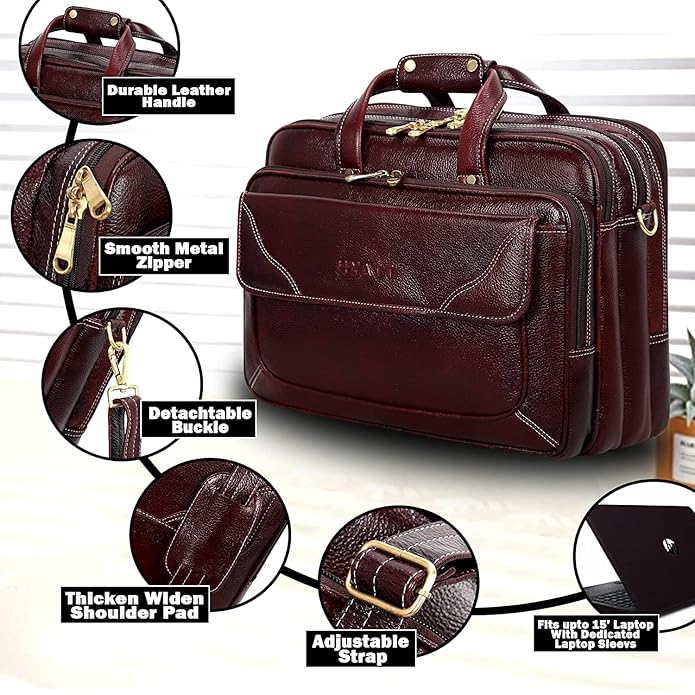 Leather Office Bag - White Trace